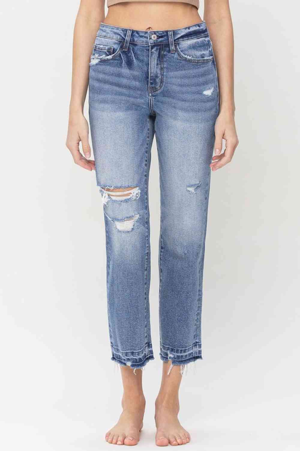 Lovervet Full Size Lena High Rise Crop Straight Jeans