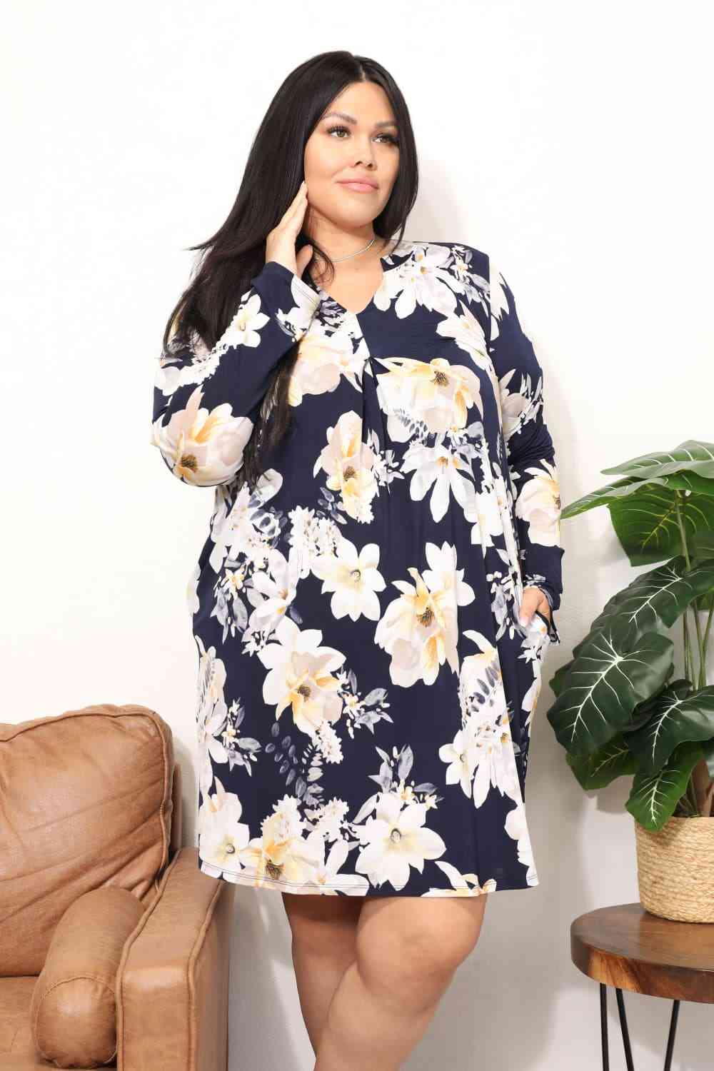 Sew In Love  Full Size Flower Print Shirt Dress